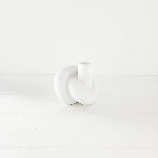 Ceramic Knot Candle Stick - Ivory